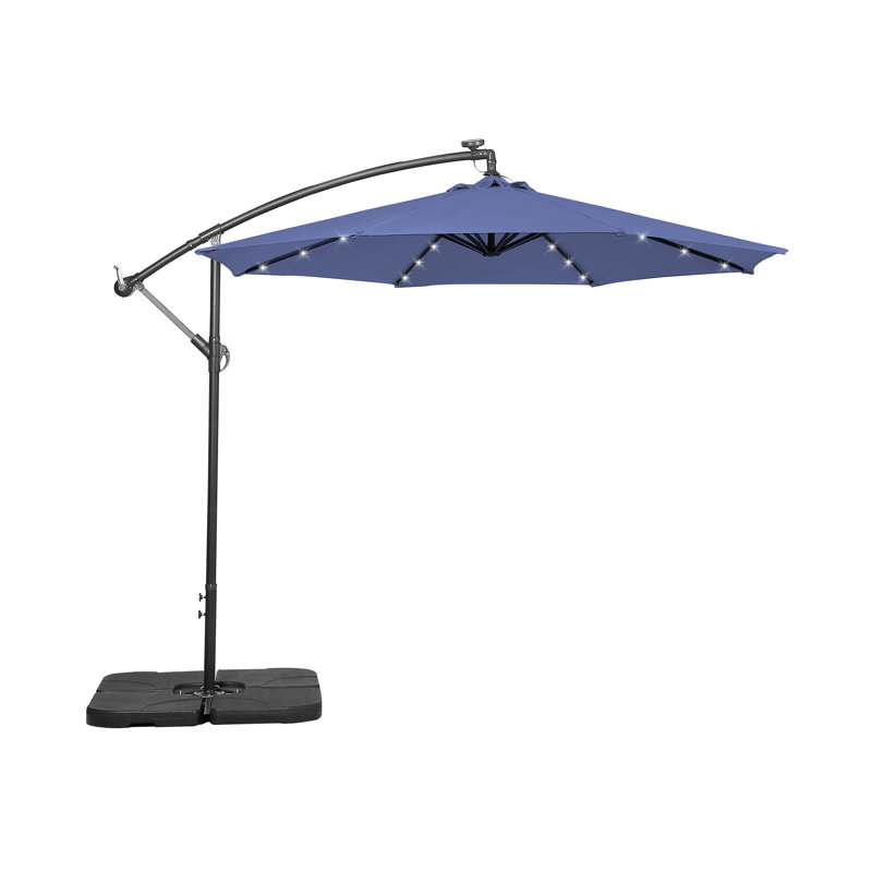 Parasol en porte-à-faux illuminé 120 "avec base Arch, Bleu marine