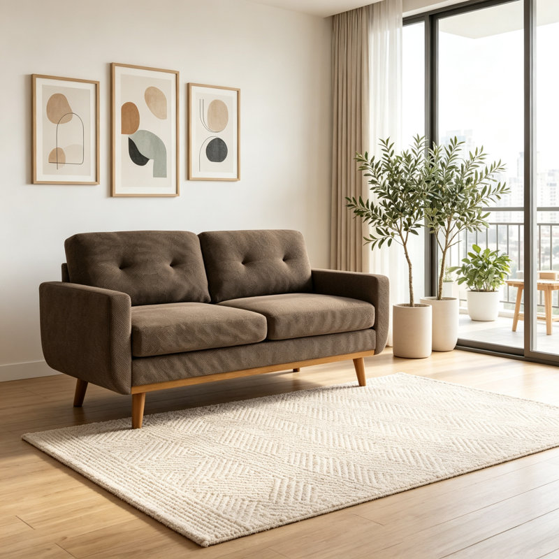 Upholstered 65 Sofa, Coffee Chenille