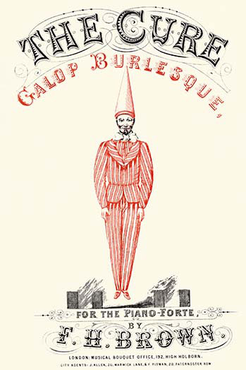 The cure-gallop burlesque-imprimé de publicités non encadrées, H 30 po x l 20 po