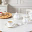 Ensemble de 4 tasses à café et soucoupes en porcelaine de 4 oz avec soucoupes, ensemble de thé en céramique blanc classique pour thé, café, café au lait, café moka, four à micro-ondes et au four