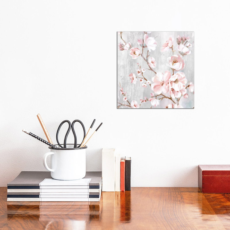Spring Cherry Blossoms III by Eva Watts - Painting on Canvas, 45.72 cm H x 45.72 cm W x 3.175 cm D, Wrapped Canvas