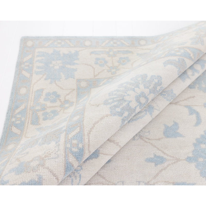 Estelle Hand Knotted Wool Floral Area Rug, Runner 3' x 12'