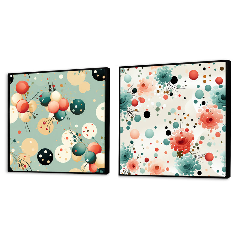 Corinth - Abstract Shapes Square Collage Set Of 2, Black Floater Framed, 30" H x 61" W