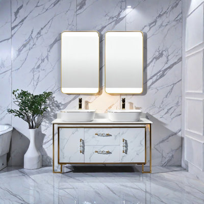 Light luxury stainless steel bathroom cabinet