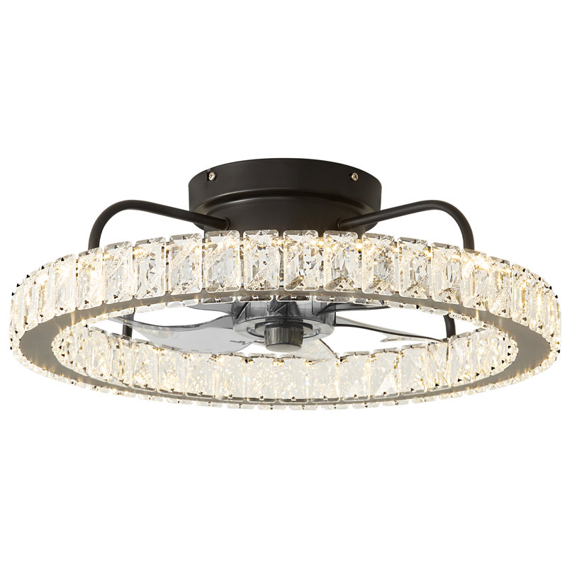 Ventilateur de plafond à intensité variable de 19,68 po avec lumières DEL et télécommande Hynda, Noir mat