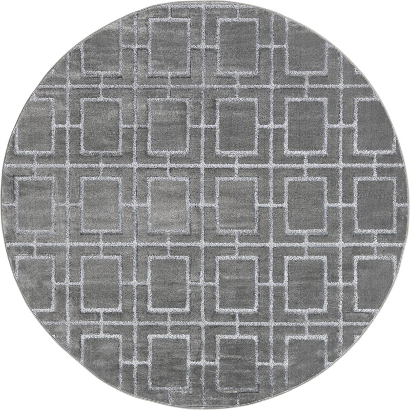 Geometric Indoor Rug, Round 7'10"