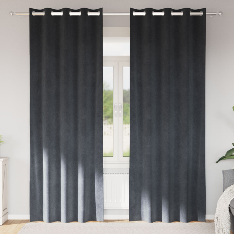 Curtains Polyester Medium Decorative Inlays, 140cm Width x 225cm Drop, Grey