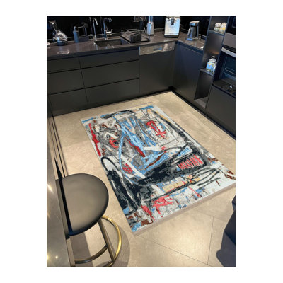 Barcelona Collection Multicolored Abstract Pattern Woven Base Modern Decorative Machine Washable Area Rug