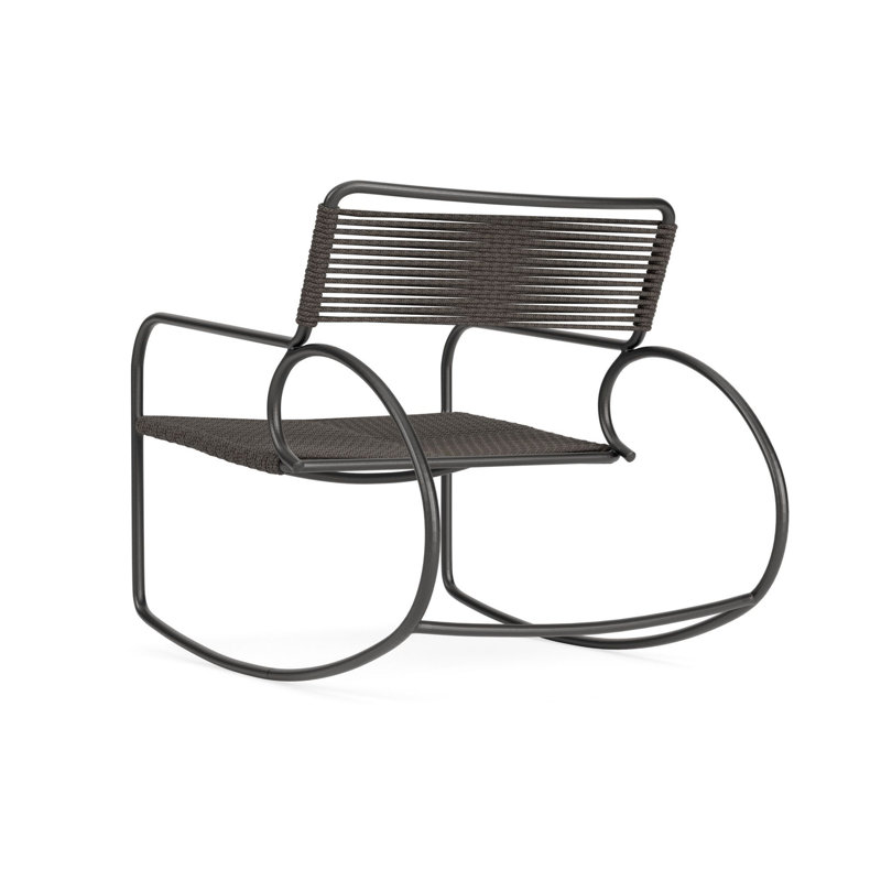 Walter Lamb Outdoor Rocker Chair, Textured Pewter/Brown