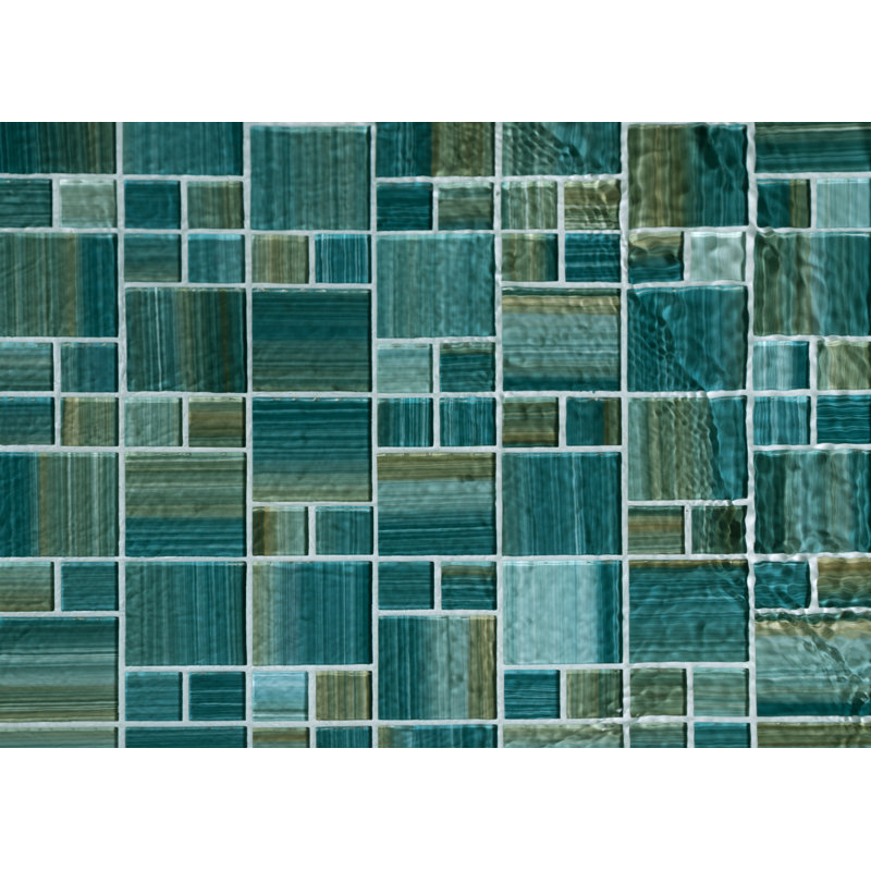 Carrelage mosaïque en verre pour piscine, Vert lagon