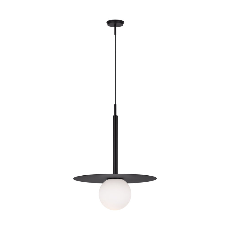 Midnight Black Frosted Glass Globe Pendant Light