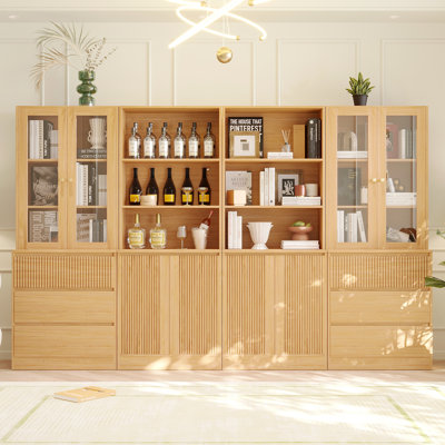 Bibliothèque 71 po x l 94,5 po avec portes en verre et bibliothèque moderne (2C + 2D)