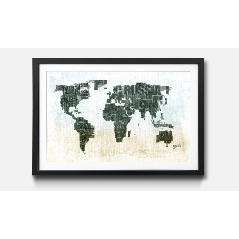 Weltkarten Worldmap No.1 - Single Picture Frame Print, 40cm H x 60cm W x 2.2cm D