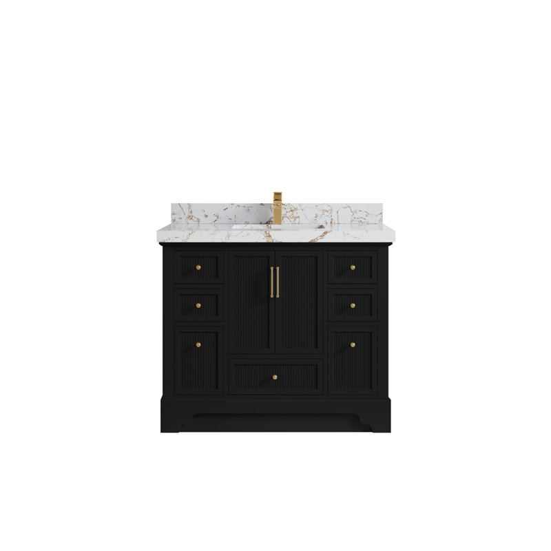 Alys 42 " W Freestanding Standard 1 Single Vanity Bathroom Vanity With Quartz Top