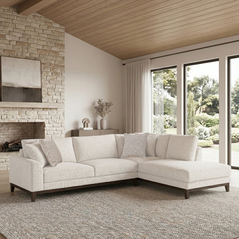 Canapé modulaire 2 pièces en chenille Briony, Right Facing Chaise