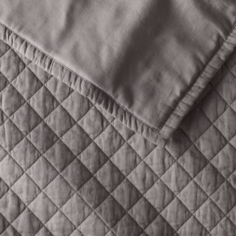 Jeffen Linen Blend Sham Set, King, Charcoal
