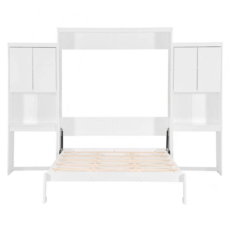 Lit escamotable avec bureau, coiffeuse et armoires Murphy, Blanc
