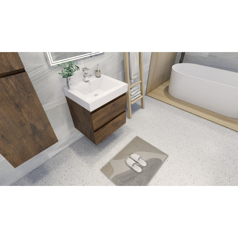 Base de meuble-lavabo simple 24 po mural seulement, Bois de rose
