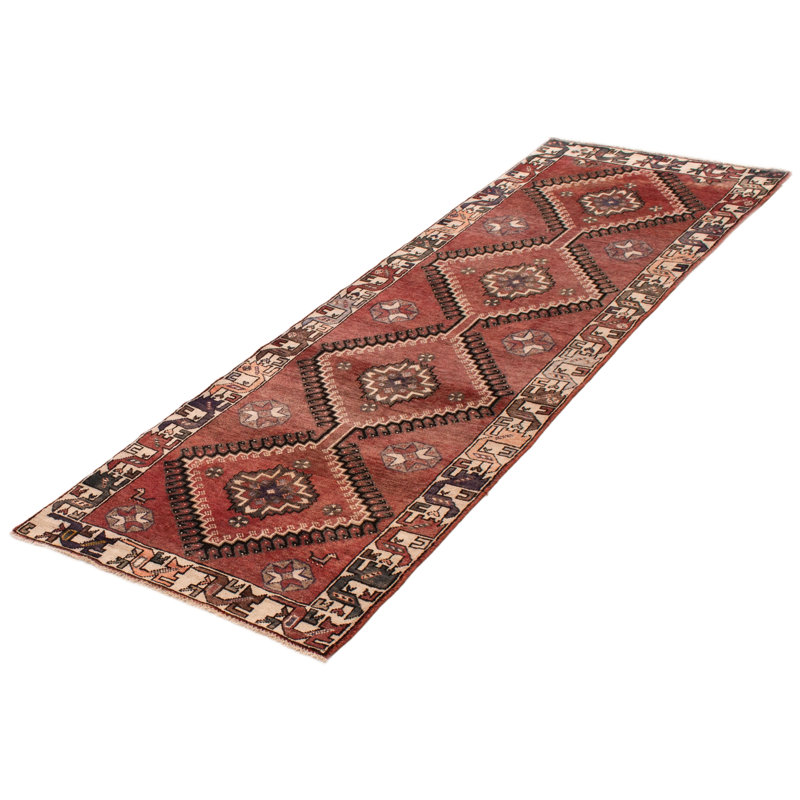 Tapis rouge anatolien fait à la main de conception unique 3 pi 5 po x 9 pi 9 po Konya