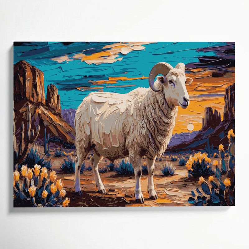 Art mural sur toile 50 "Southwestern Animals Sheep", H 11 po x l 14 po