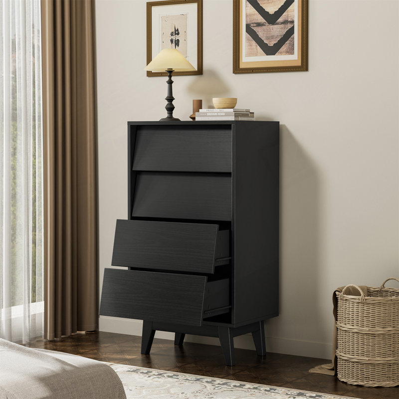 Commode double 4 tiroirs avec design biseauté pour un rangement élégant et organisé dans n'importe quelle pièce