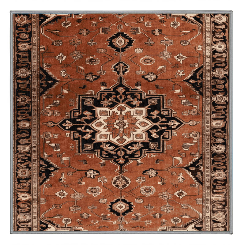 Tapis brun lavable à la machine, Carré 7 pi