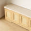 Banc d'entrée pour chaussures avec portes, coussin de dossier et 8 compartiments de rangement-1691933505