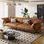 Coussin de canapé modulaire brun en cuir véritable à trois places-563016943