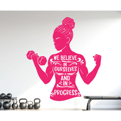 Adhésif décoratif «We Believe in our and in Progress» Gym Afro Girl Power remise en forme citation vinyle autocollants Workout Girl Home gym 1178DRS