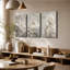 3 panneaux muraux, impression sur toile neutre, pivoine blanche et iris-733492797