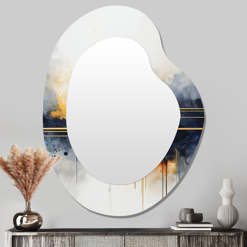 Menachem - Miroir mural moderne, peinture abstraite et irrégulière