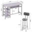 Ensemble de table de bar moderne 3 pièces avec tabourets en polyuréthane et rangement à 3 niveaux-1651480218
