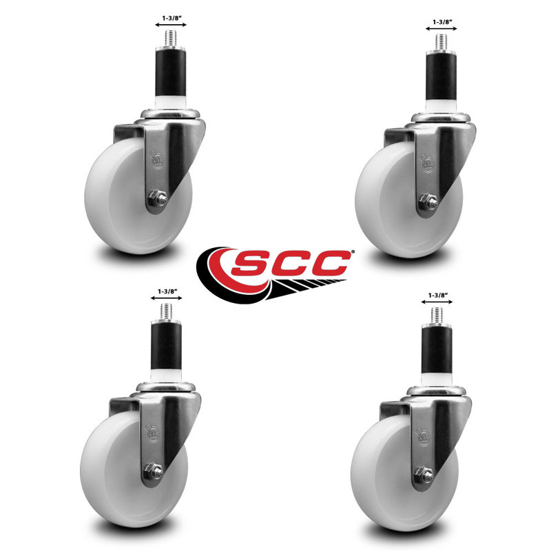 Ensemble de roulettes extensibles pivotantes à roulettes en nylon SCC NB 4 po x 1-3 / 8 po