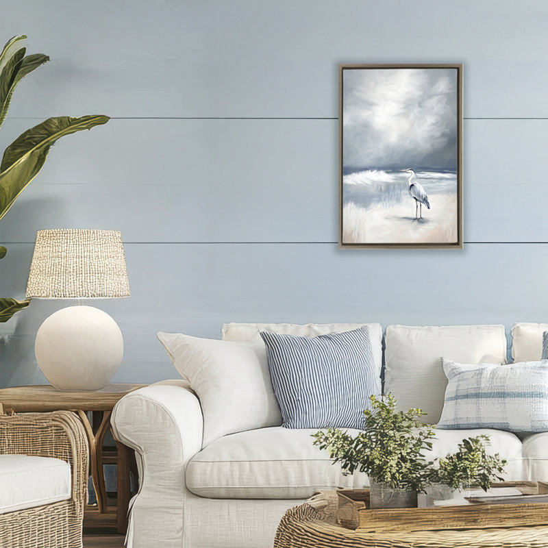 Cadre flottant Royaume des Hérons, design par Ramona Murdock, Cadre flottant orme Montalcino, H 25 po x l 17 po