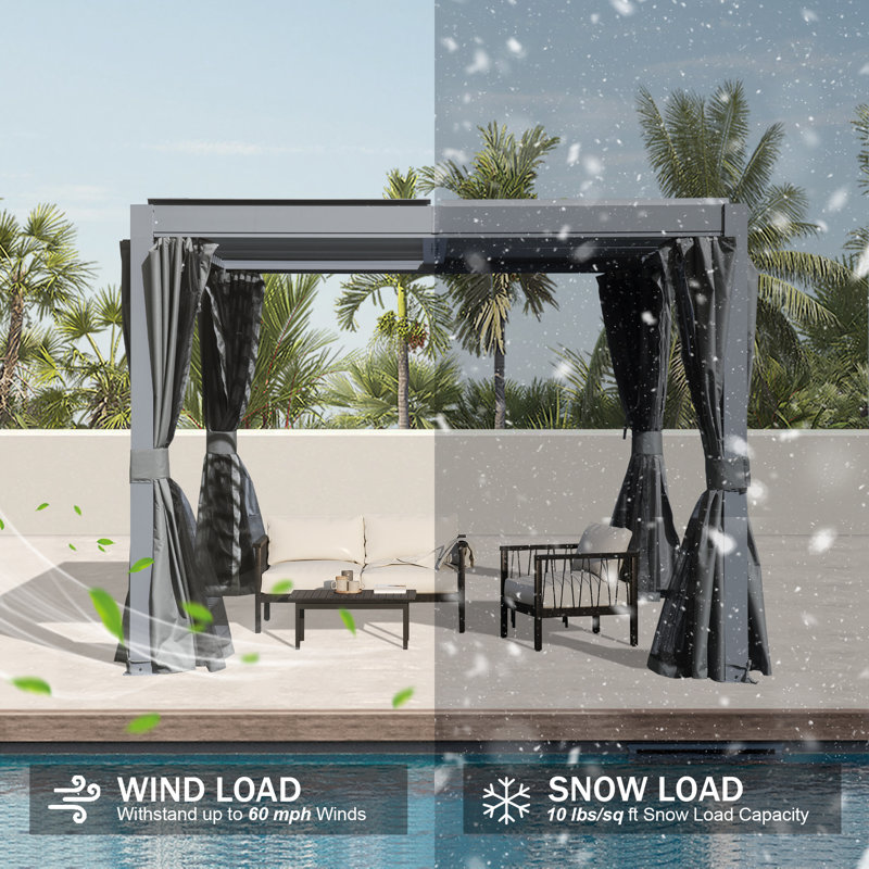10 pi. L 10 pi. Pergola en aluminium, Gris