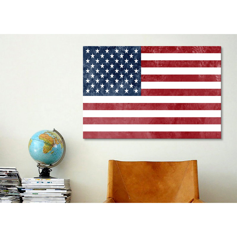 « flags u.s.a. », impression sur toile, H 18 po x l 26 po x P 1,5 po, Pas de tapis, Toile tendue