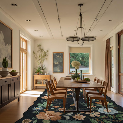 Garbrand Machine Washable Floral Farmhouse Area Rug with Non-Slip Backing for Living Room, Dining Room, Bedroom