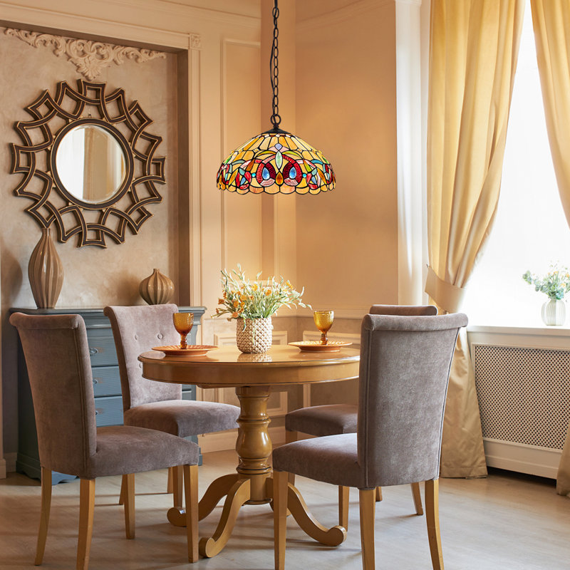 Luminaire suspendu en vitrail 2 lumières Tiffany