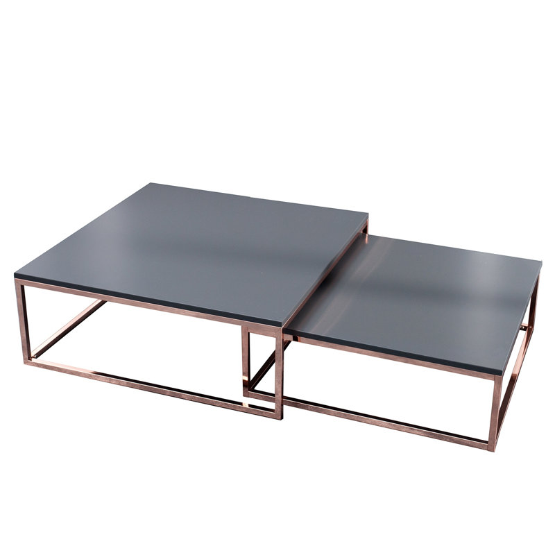Gwyneth Frame Coffee Table, Anthracite, Copper