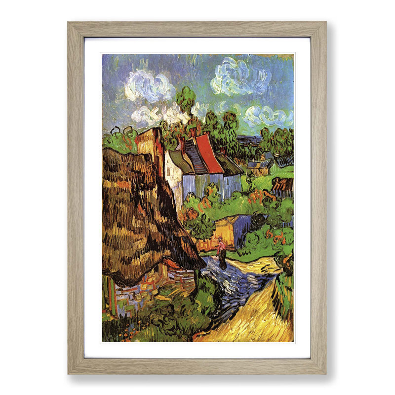 Houses Auvers by Vincent Van Gogh - Framed Print, Oak