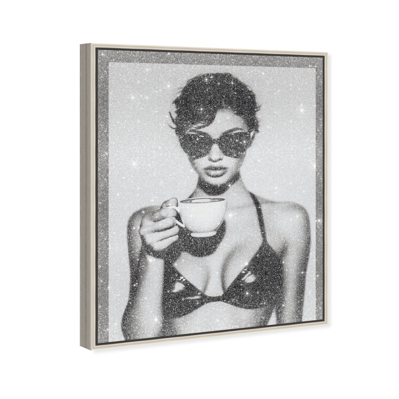 Luxe Latte Food & Beverages Canvas Print by Oliver Gal, Black Frame, 16 x 20, 17"H x 21"W, Silver Floater Frame
