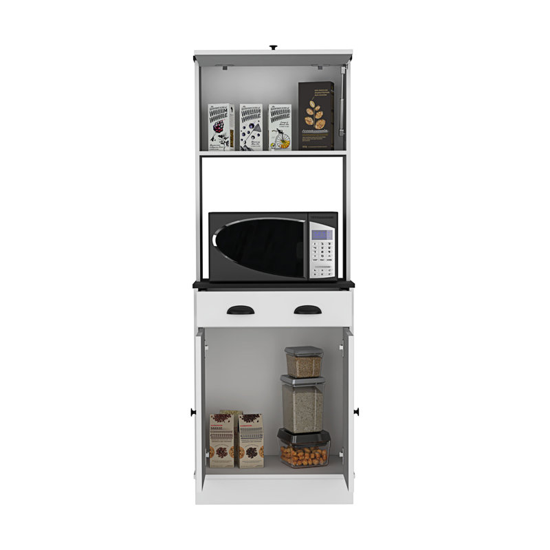 2-Cabinet Kitchen Pantry, White/Black