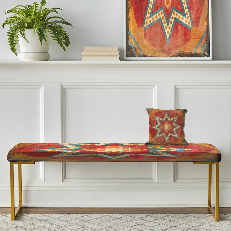 Fierro - Abstract Bohemian Upholstered Gold Bench