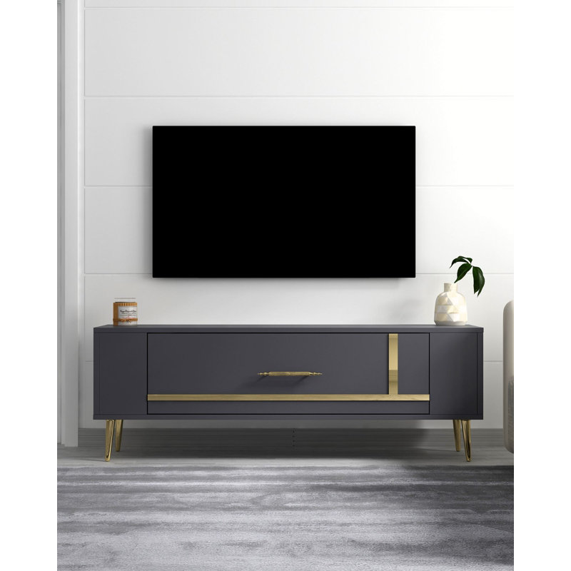 Olivia Unfinished TV Stand, Grey/Gold, 120cm