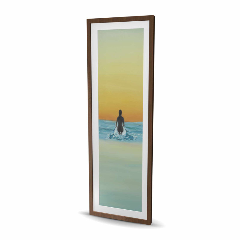 Un surfeur nageant de l'aube - reproduction encadrée avec passe-partout | Décoration intérieure, Brun