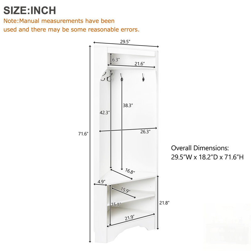 Minimalist Corner Hall Tree With Shoe Bench, Versatile Entryway Coat Rack With 4 Hooks, Adjustable Shelf For Hallway And Living Room, Space-Saving Design