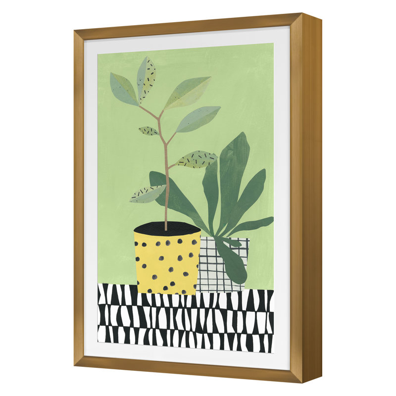 Table Plant 4 Print by Marie Lawyer, 30" H x 20" W, Gold Framed