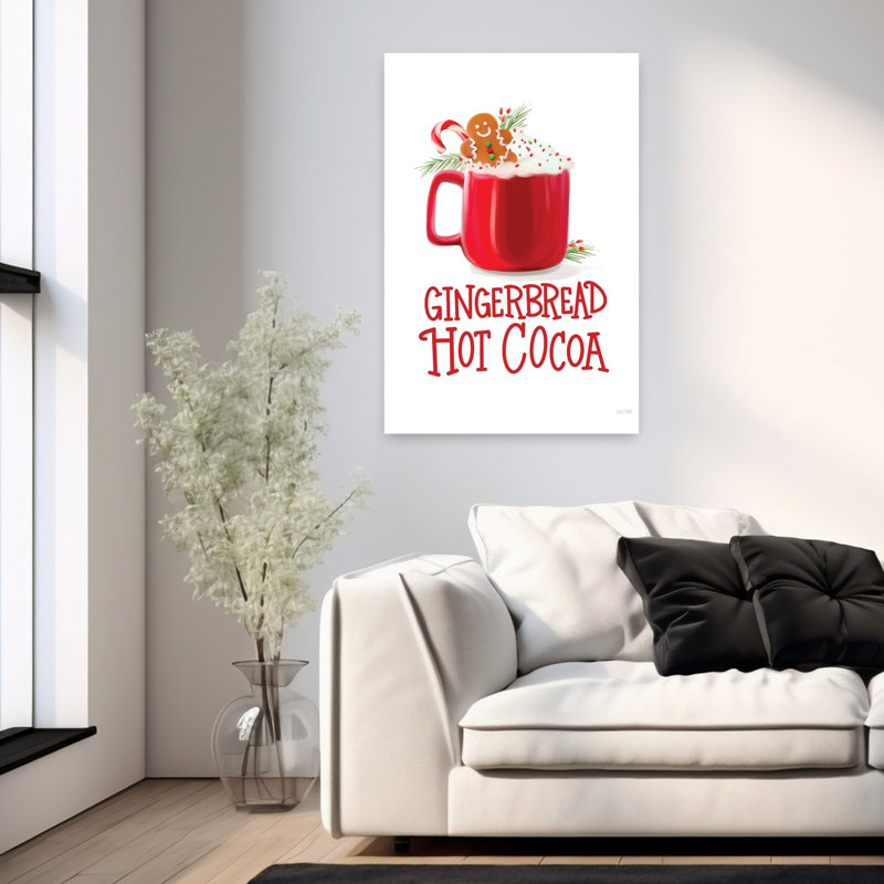 Gingerbread Hot Cocoa, art contemporain d'hiver, 36" H x 24" W