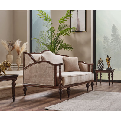 Causeuse classique avec structure en bois massif et finition noyer foncé Classic