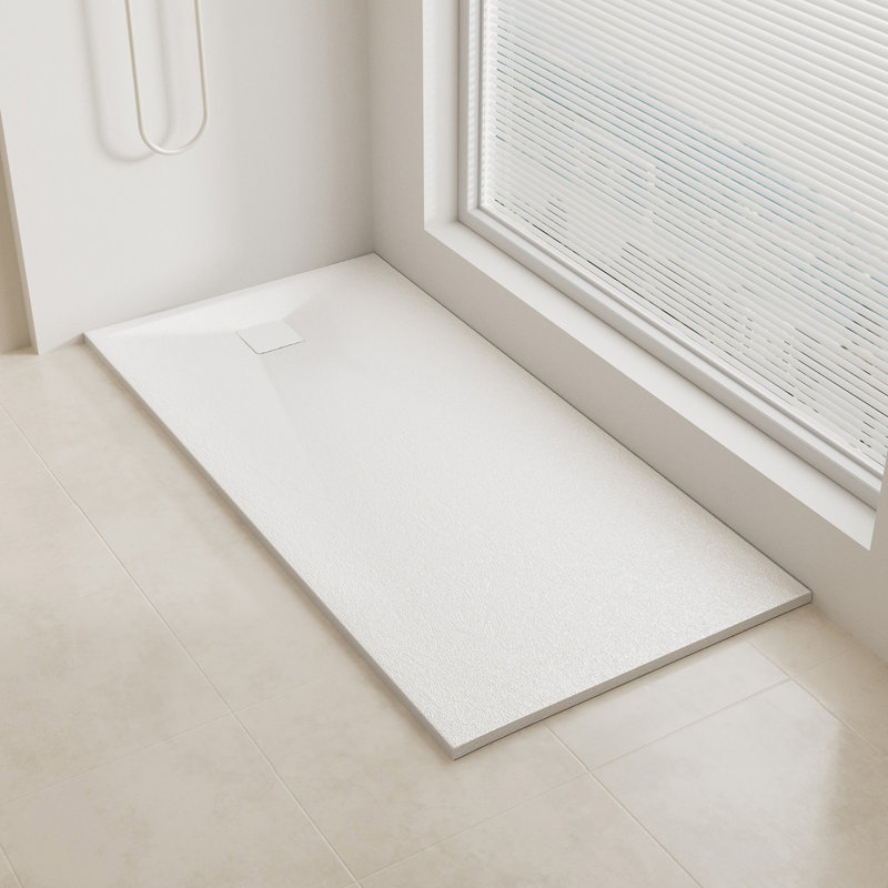 Slip-Resistance 32mm H Square White Shower Tray, 3.2cm H x 70cm W x 140cm D